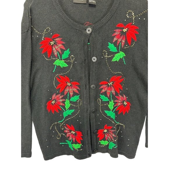 Beautiful Christmas Sweater-Festive-Bling‎ - 1X-Poinsettia- Buttons - Picture 5 of 8